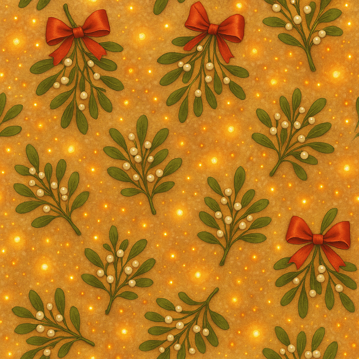 Mistletoe With Ribbon And Festive Glow seamless PBR texture preview