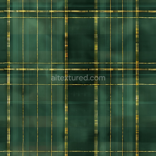 Preview — Seamless 3D Metallic Plaid PBR Texture with Green and Gold Lines