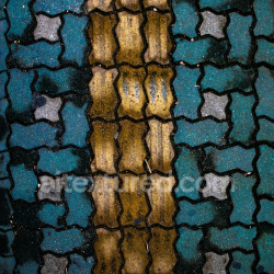 seamless Painted Interlocking Pavement Ground Texture with Yellow Stripes texture 8k free download PBR