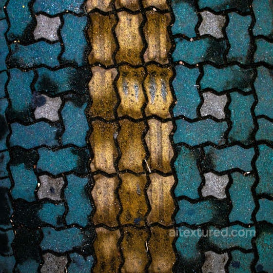 Painted Interlocking Pavement Ground Texture with Yellow Stripes Park pavement texture preview