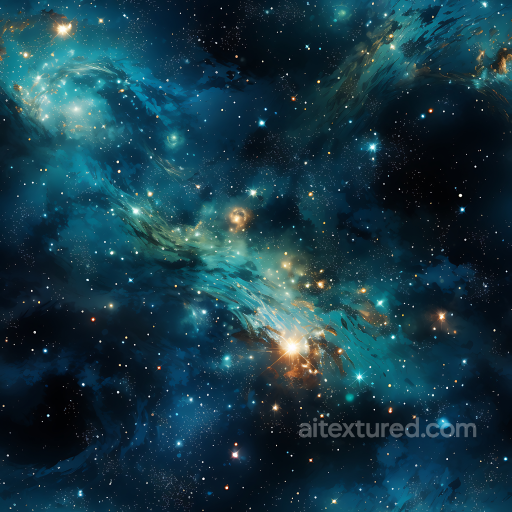 Space PBR Texture Featuring Blue-Green Nebula and Starfield Glow seamless Star, space, planets PBR texture