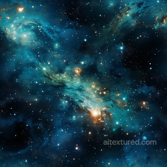 Space PBR Texture Featuring Blue-Green Nebula and Starfield Glow Star, space, planets texture preview