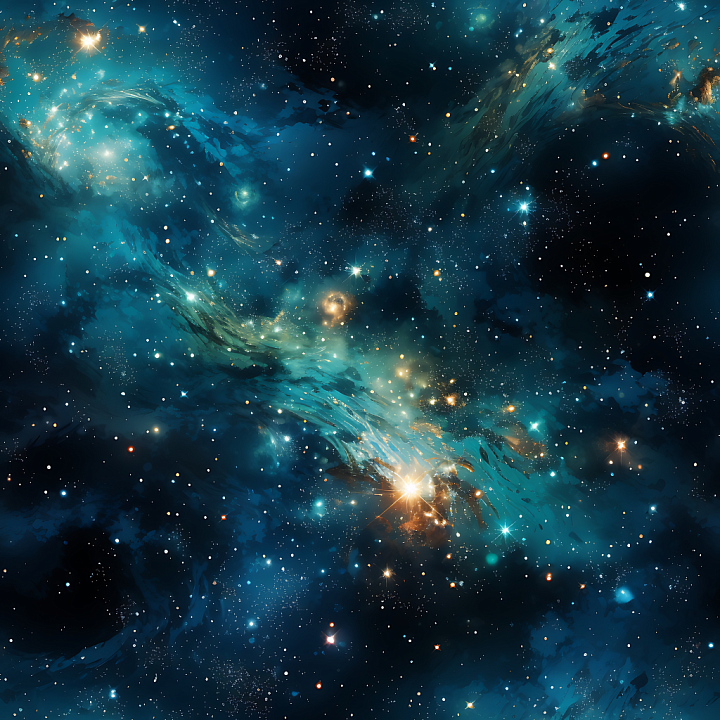 Space Featuring Blue-Green Nebula and Starfield Glow seamless PBR texture preview