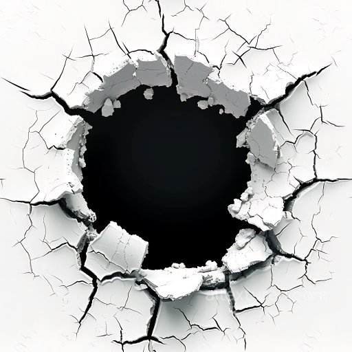 Cracked and Holed White Plaster Texture with Jagged Edges seamless Cracked & Holes PBR texture