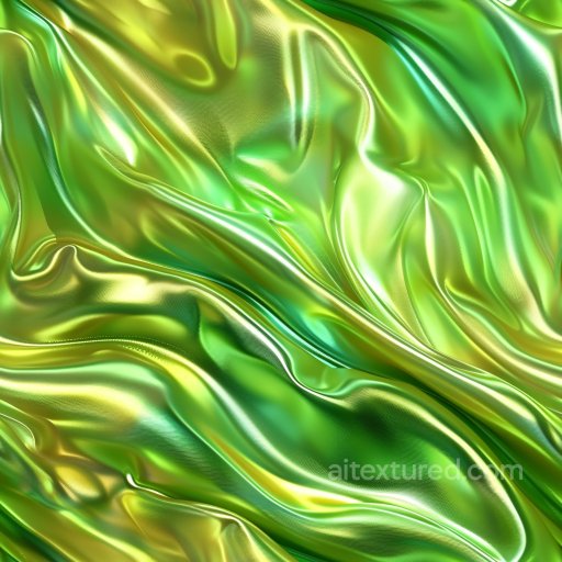 Seamless 3D PBR Texture of Glossy Green-Gold Satin Fabric with Fluid Folds texture preview