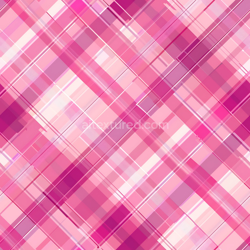 Seamless 3D PBR Texture Featuring Vibrant Pink Plaid with Layered Geometric Stripes