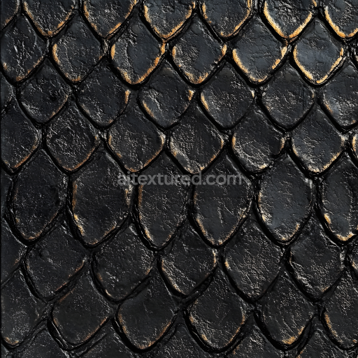Seamless 3D Skin PBR Texture Featuring Dark Scaled Dragon-Like Surface