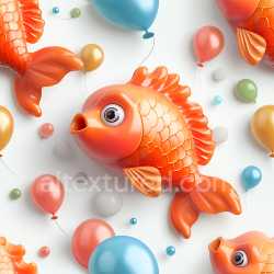 seamless Seamless 3D Inflated PBR Texture of Glossy Orange Vinyl Goldfish Balloons texture 8k free download PBR