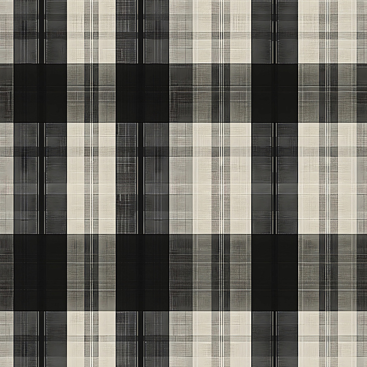 Black and White Plaid Fabric Pattern seamless PBR texture preview