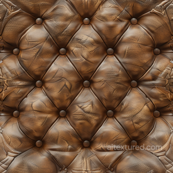 Tufted Distressed Brown Leather Upholstery Texture With Padded Diamond Pattern And Worn F… Leather texture preview