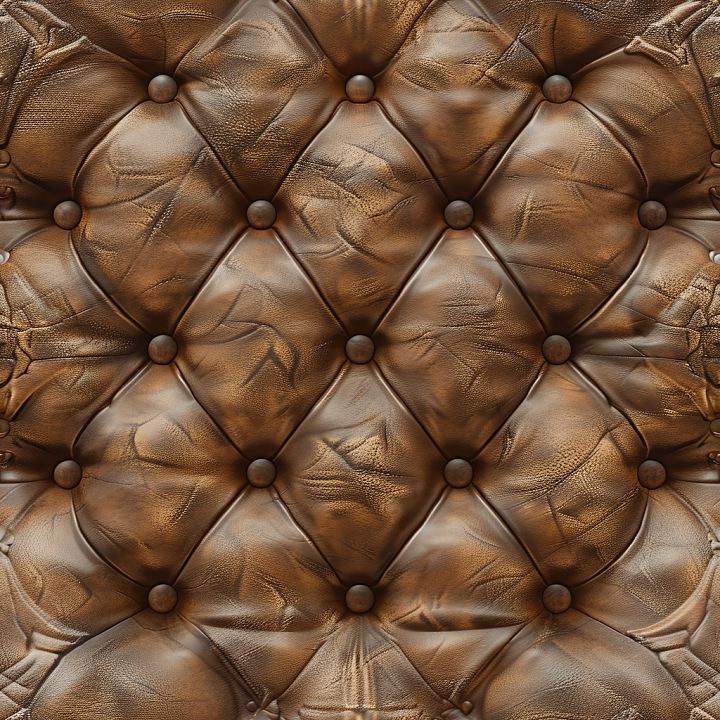 Tufted Distressed Brown Leather Upholstery With Padded Diamond Pattern… seamless PBR texture preview