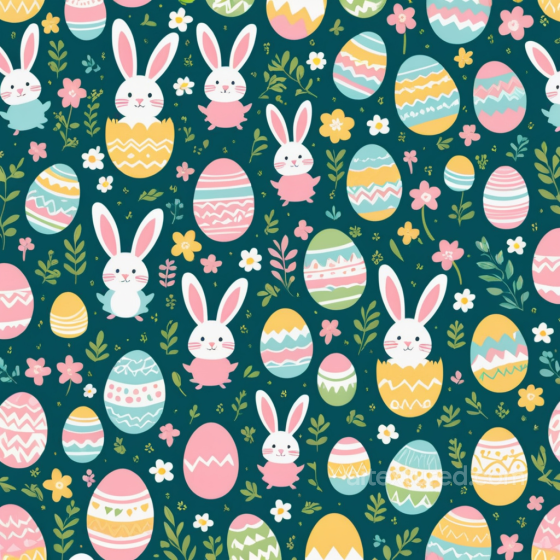 Featuring Easter Eggs and Bunny Pattern All Easter Digital paper texture preview