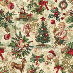 seamless Seamless 3D PBR Vintage Christmas Fabric Texture with Classic Holiday Motifs texture 8k free download PBR