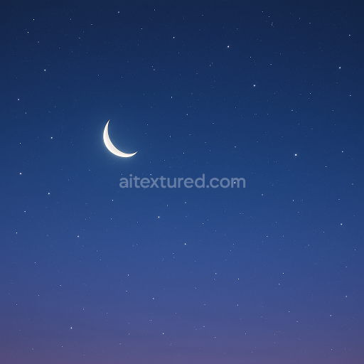 Seamless 8k PBR 3d texture of crescent moon night sky with subtle twilight glow and stars