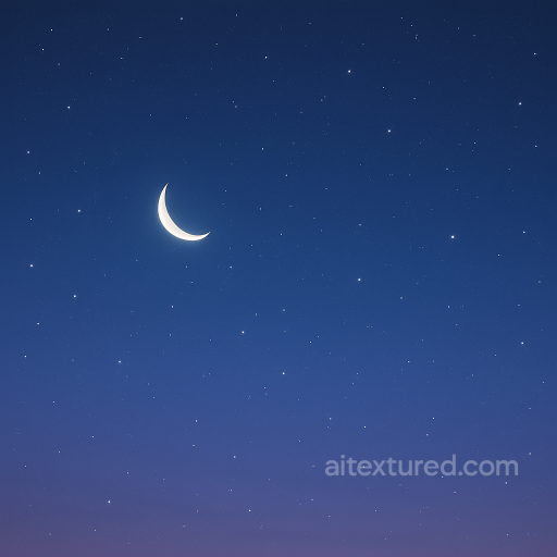 Seamless 8K PBR 3D texture of crescent moon night sky with subtle twilight glow and stars seamless Sky PBR texture