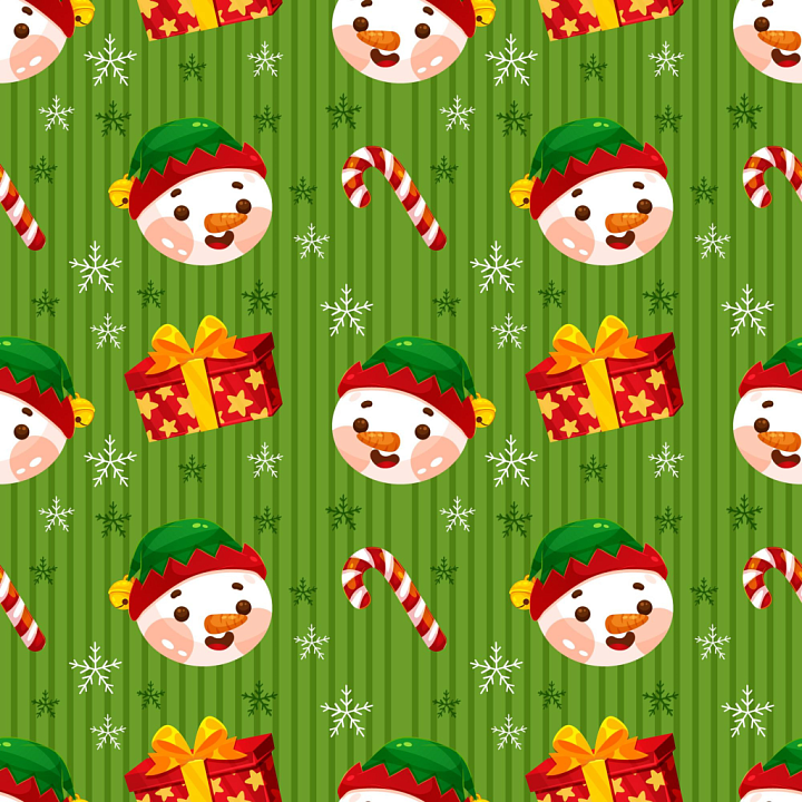 Featuring Festive Snowman, Candy Cane & Gift Pattern seamless PBR texture preview