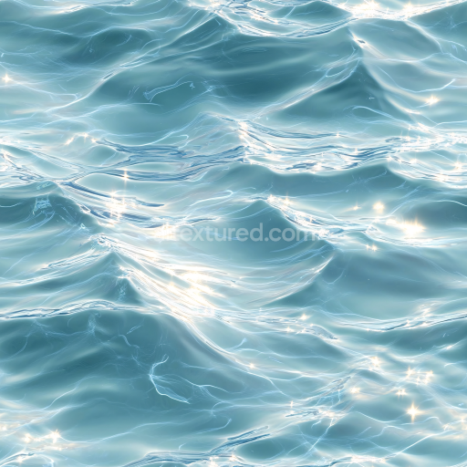 Seamless 3D Water PBR Texture Featuring Realistic Calm Ocean Surface with Soft Waves and Light Reflections