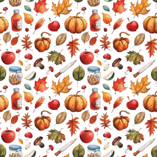 Featuring Autumn Leaves, Pumpkins & Seasonal Items seamless Thanksgiving PBR texture