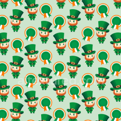seamless Seamless 3D PBR texture of cartoon leprechauns and rosettes in vibrant green palette texture 8k free download PBR