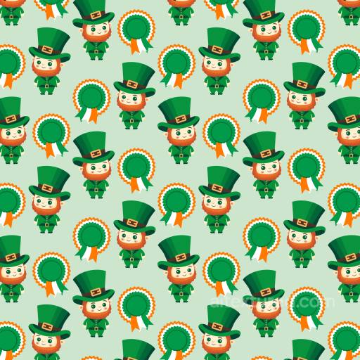 Of Cartoon Leprechauns And Rosettes In Vibrant Green Palette seamless St patrick digital paper bundle PBR texture