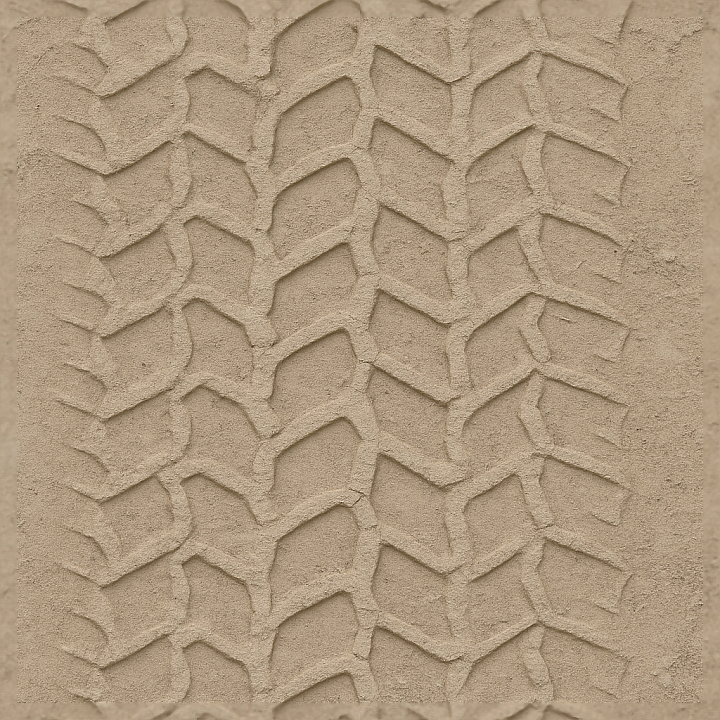 Dry Tire Print On Concrete Print With Hexagon Tread And Dust Print Soil… seamless PBR texture preview