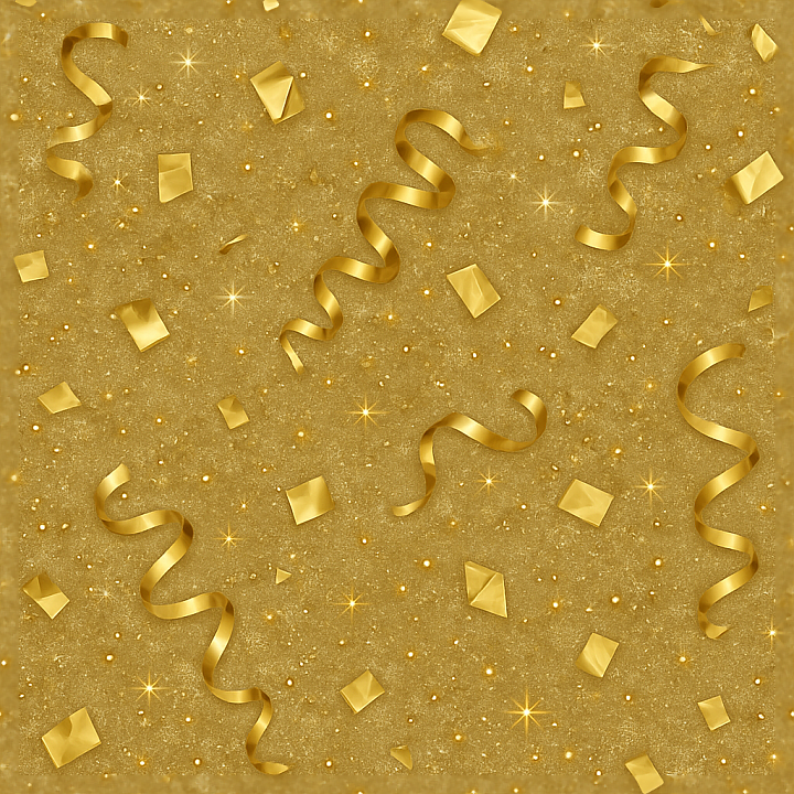 Gold Foil Metallic Confetti And Ribbons For New Year Celebrations seamless PBR texture preview