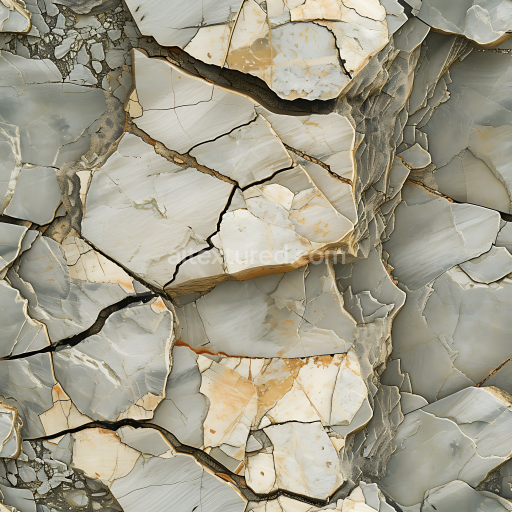 Seamless 3D Cracked Stone Ground PBR Texture with Weathered Layers and Earthy Tones