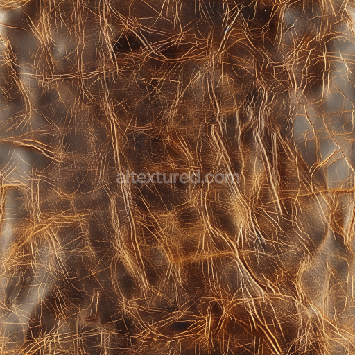 Seamless 3D PBR Texture of Aged Cracked Brown Leather with Deep Wrinkles