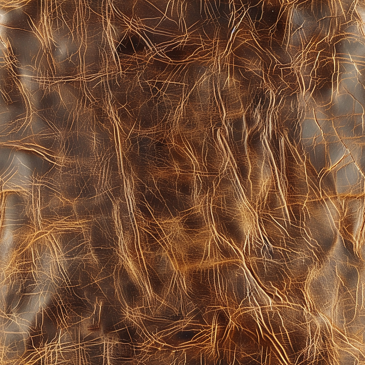 Aged Cracked Brown Leather with Deep Wrinkles seamless PBR texture preview