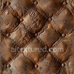 seamless Seamless 3D Quilted Embossed Brown Leather PBR Texture with Stitched Panels texture 8k free download PBR