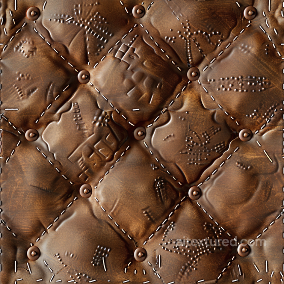 Quilted Embossed Brown Leather PBR Texture with Stitched Panels Leather texture preview