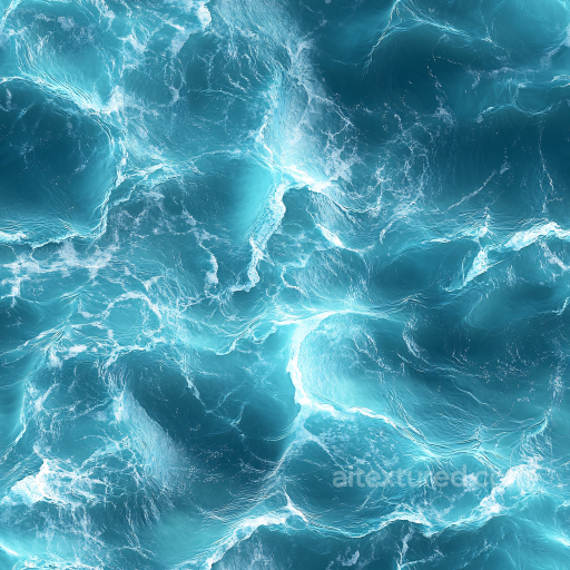 Ocean Water Texture Featuring Dynamic Turbulent Waves and Foamy Highlights seamless Water PBR texture