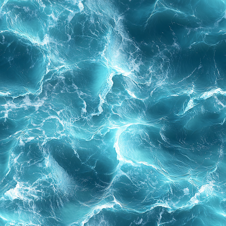 Ocean Water Featuring Dynamic Turbulent Waves and Foamy Highlights seamless PBR texture preview