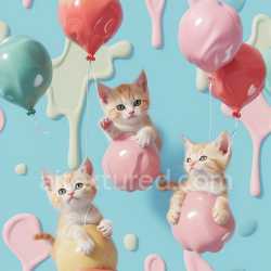 seamless Seamless 3D Inflated Balloon PBR Texture with Glossy Pastel Colors texture 8k free download PBR