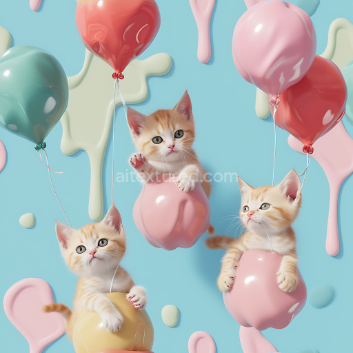 Seamless 3D Inflated Balloon PBR Texture with Glossy Pastel Colors