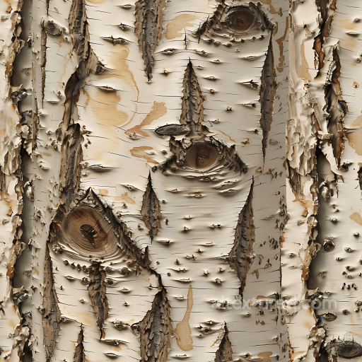 Birch Bark PBR Texture Featuring Peeling and Knots seamless Wood PBR texture