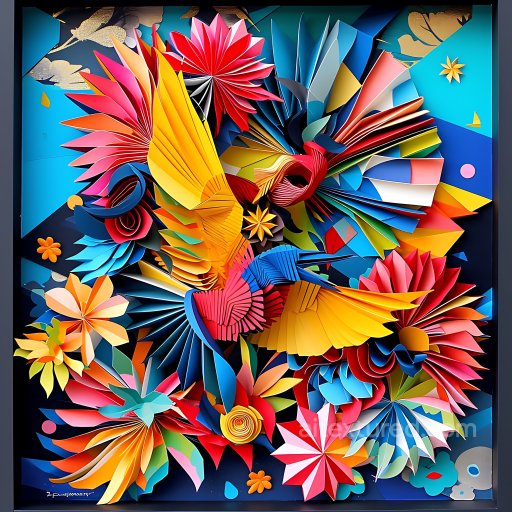 Animal - Seamless 3D PBR Texture Featuring Origami Style Birds and Geometric Flowers texture preview