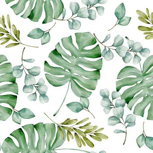 Watercolor Greenery Texture with Botanical Leaf Patterns seamless watercolor greenery  PBR texture