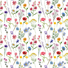 Seamless 3D Wildflower Pattern PBR Texture with Delicate Watercolor Floral Motifs texture preview