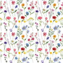 Seamless 3D Wildflower Pattern PBR Texture with Delicate Watercolor Floral Motifs texture preview