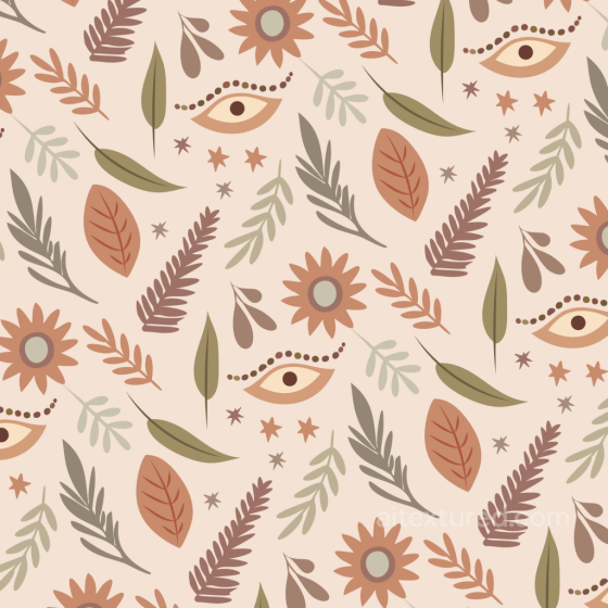 Fabric Texture Featuring Earthy Boho Florals and Leaves Boho Seamless texture preview