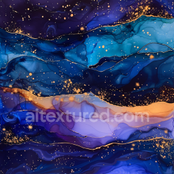 seamless Seamless 3D Alcohol Ink PBR Texture Featuring Vibrant Blue and Gold Fluid Swirls texture 8k free download PBR