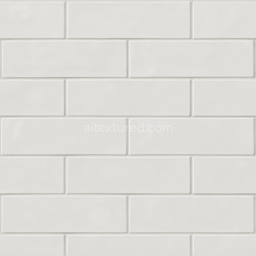 Seamless 8k pbr 3d texture of glazed porcelain subway tile with smooth glossy finish and thin grout