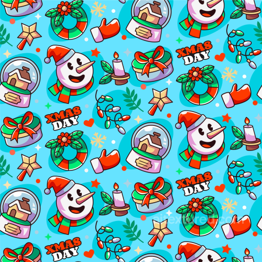 Christmas Digital Paper Texture with Festive Icons seamless All Christmas Digital paper PBR texture
