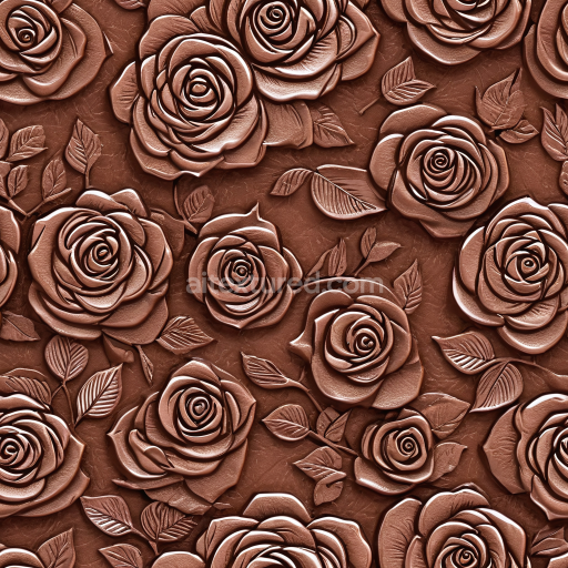 Seamless 3D Embossed Rose Leather PBR Texture in Rich Brown Tone