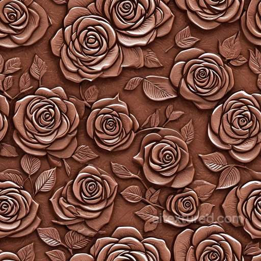 Embossed Rose Leather PBR Texture in Rich Brown Tone seamless Leather PBR texture