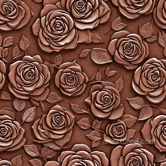 Embossed Rose Leather PBR Texture in Rich Brown Tone Leather texture preview