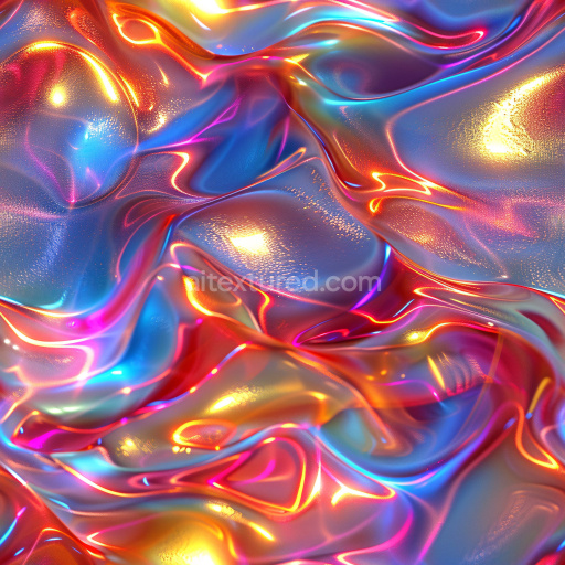 Seamless 3D PBR Texture Featuring Vibrant Glossy Wavy Surface with Reflective Highlights