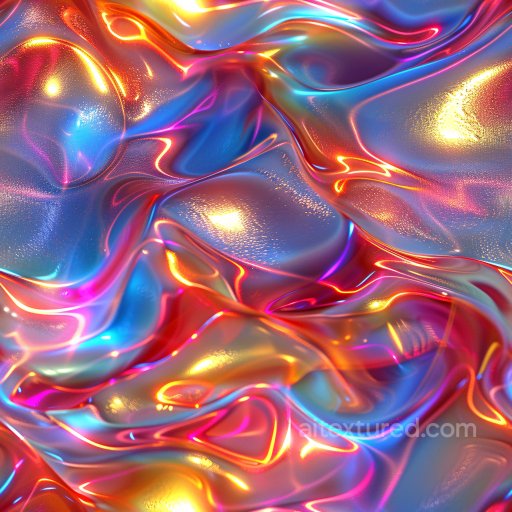 Seamless 3D PBR Texture Featuring Vibrant Glossy Wavy Surface with Reflective Highlights texture preview