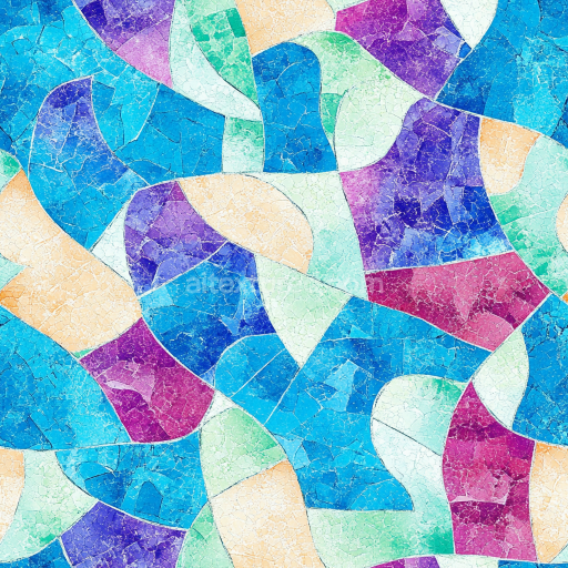 Seamless 3D mosaic PBR texture with colorful cracked ceramic-like pieces texture preview